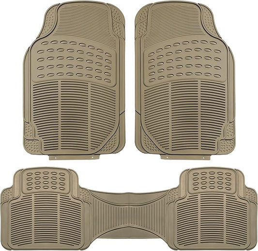 FH Group F11306 Trimmable Vinyl Floor Mats (Tan) Full Set - Universal Fit for Cars Trucks and SUVs