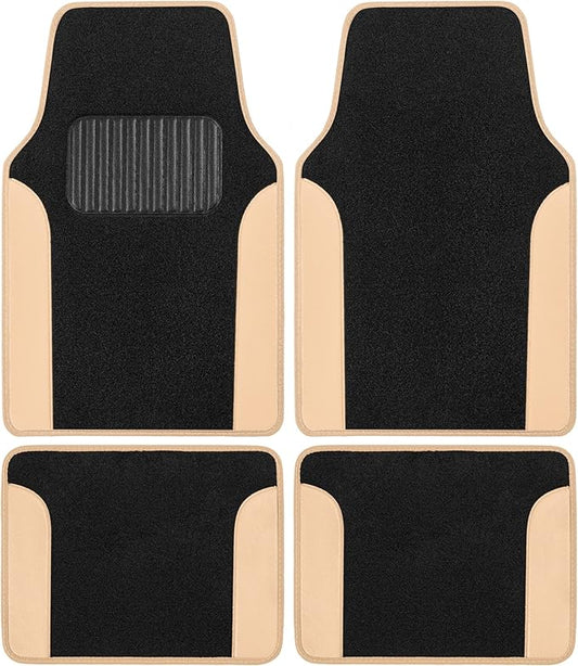 BDK Premium Carpet Floor Mats for Cars - Universal Fit Interior 4-Piece Car Mats Full Set with Vinyl Heel Pad Protector - Cute Car Accessories Interior Floor Covers for SUVs & Trucks