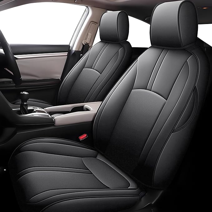 AOMSAZTO Custom Fit Seat Covers for Honda Civic Seat Covers Hatchback EX Sport Touring EX-L 2018 2019 2020 2021 Full Set Faux Leather Breathable Car Seats Covers Black