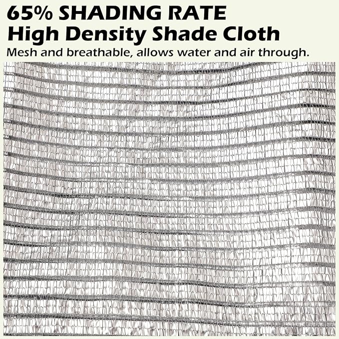 65% Aluminum Foil Shade Cloth with Grommets,12ft x 16ft, Mesh Sun Block Fabric Cover, Canopy, Privacy Screen for Outdoor Patio, Garden, Backyard, Silver