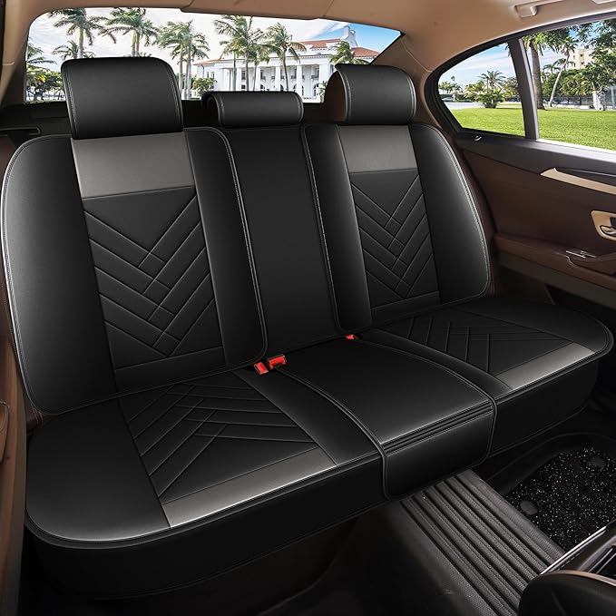 AOMSAZTO Car Seat Covers Full Set Fit for Nissan Murano 2011-2025 2026 Waterproof Faux Leather Car Seat Cushions Automotive 5 Seat Covers Set（Black&Grey）