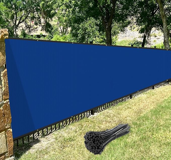 Windscreen4less Privacy Fence Screen Heavy Duty Windscreen Fencing Mesh Fabric Shade Net Cover with Brass Grommtes for Outdoor Wall Garden Yard Pool Deck, 8'x153' Blue