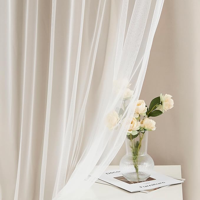 Bujasso Beige 80% Blackout Curtains with Sheer Overlay Mix and Match Double Layer Thermal Insulated Window Panels 63 inch for Living Room Bedroom Beige Drapes with Tiebacks Grommet Top 37" Wx63 Lx2