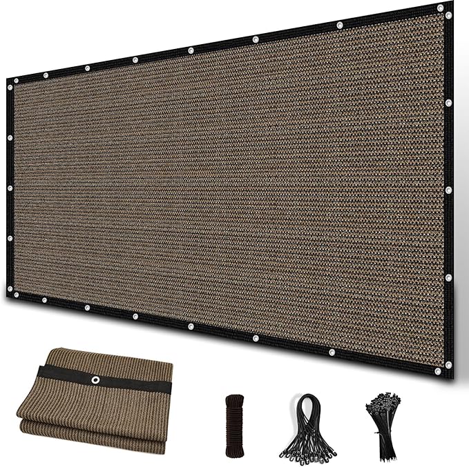 Amagenix 90% Sun Shade Cloth with Grommets, 4' x 8' Pergola Replacement Shade Cover Canopy Privacy Screen for Outdoor Patio Garden, Mocha (We Customized)