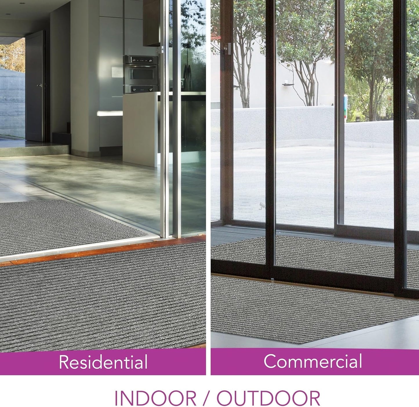 iCustomRug Spartan Weather Warrior Duty Indoor/Outdoor Utility Ribbed in 3ft,4ft,6ft Widths 70 Custom Sizes with Natural Non-Slip Rubber Backing 4'X48' in Grey