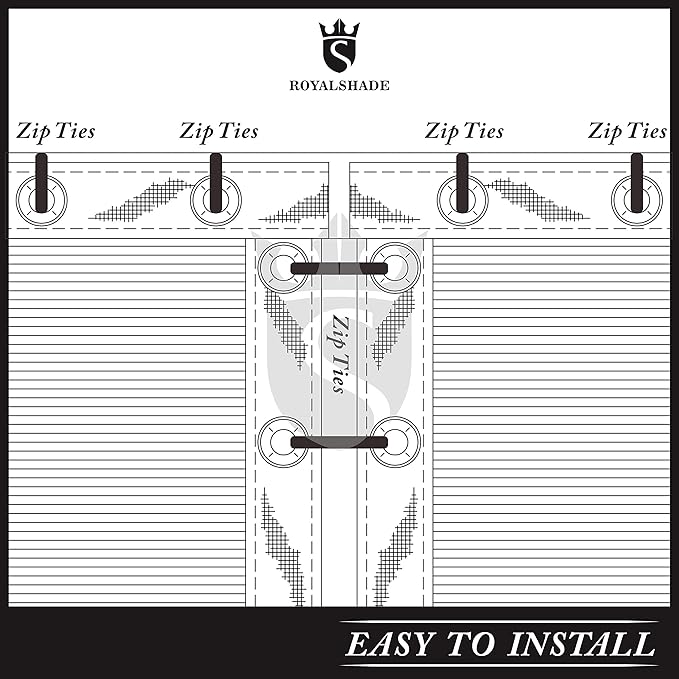 Royal Shade Custom Size 5' x 94' White Fence Privacy Screen Windscreen Cover Netting Mesh Fabric Cloth - Cable Zip Ties Included (We Make Custom Size)