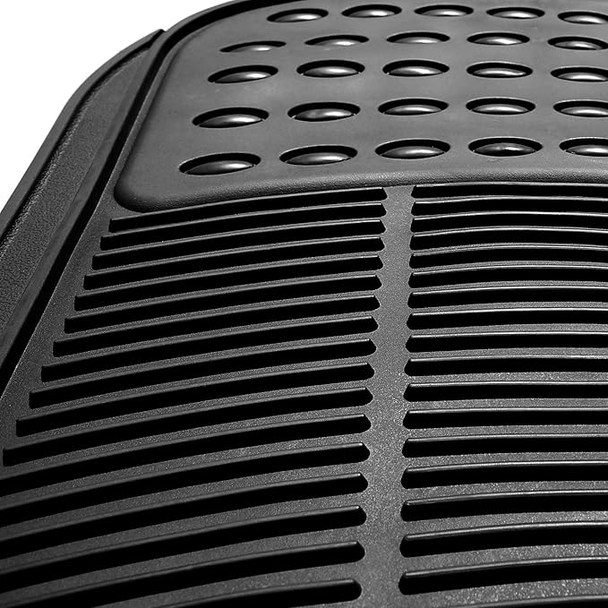 FH Group Trimmable Non-Slip Rubber Floor Mats Full Set - Universal Fit for Cars Trucks and SUVs (Black) F11305