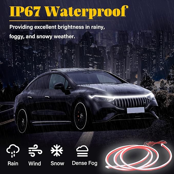 DIBMS 71" High Brightness Car Hood Gap LED Strip, LED Car Ambient Light, Dynamic Scan Activated Design, Daytime Driving Kits, Car Accessories Eclipse LED Lights (Blue)