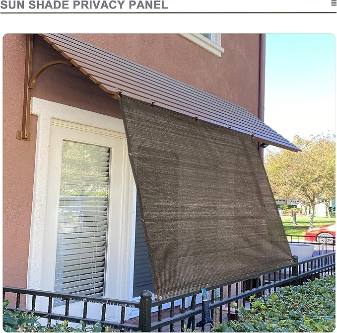 Sun Shade Privacy Panel with Grommets on 4 Sides for Patio, Awning, Window Cover, Pergola or Gazebo (Mocha Brown, 10' x 10')
