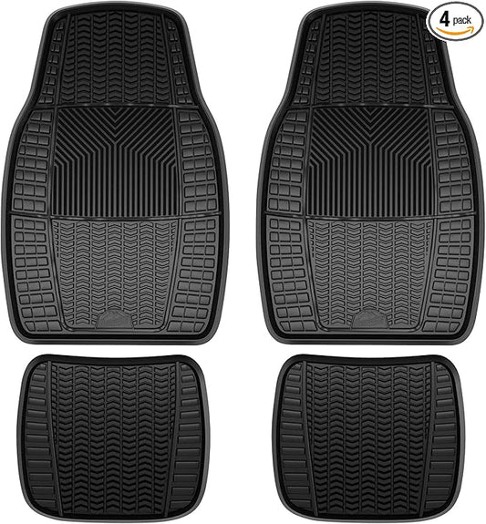 Armor All Floor Protector, Universal Floor Mats for Cars, Trucks, and SUVs, All-Season & Heavy-Duty Mats, No-Trim Fit for Easy Installation, Premium Quality and Easy to Clean, Black (4-Piece)