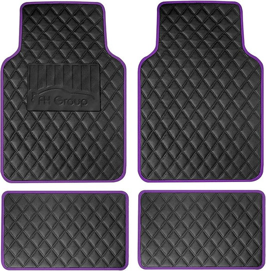 FH Group Floor Mats - Faux Leather Floor Mats for Cars, Universal Fit Automotive Floor Mats, All Purpose Car Floor Mats, PU Leather Protector Mat for Most Sedan, SUV, Truck Floor Mats Purple