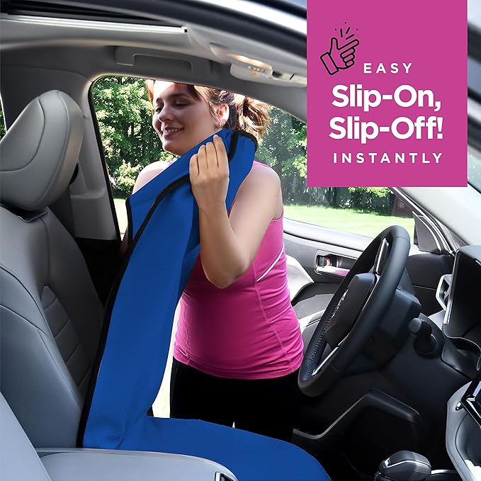 lebogner Car Seat Towel Cover for Post Gym Workout, Running, Swimming, and Hiking, 2 Pack Universal Fit Anti-Slip Waterproof Sweating Bucket Seat Protector for Cars, SUVs and Trucks, Blue