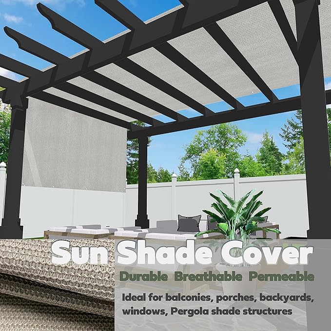 Alion Home Sun Shade Privacy Panel with Grommets and Hems on 4 Sides for Patio, Awning, Window, Pergola or Gazebo - Smoke Tan(12' x 6')