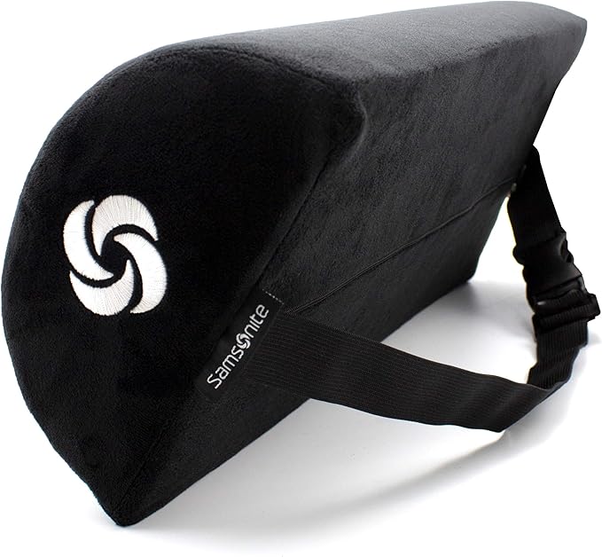 SAMSONITE - Half Moon Lumbar Support Pillow, Elevates Comfort, 100% Pure Memory Foam, Fits Most Seats