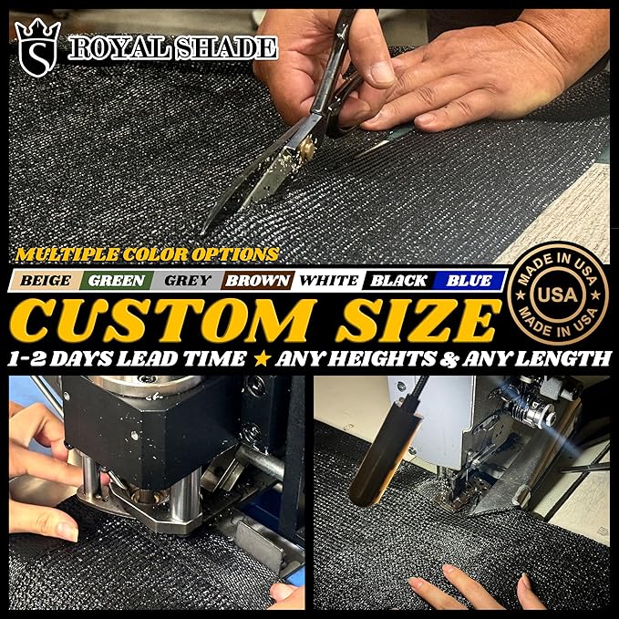 Royal Shade Custom Size 6' x 42' Green Fence Privacy Screen Windscreen Cover Netting Mesh Fabric Cloth - Cable Zip Ties Included (We Make Custom Size)