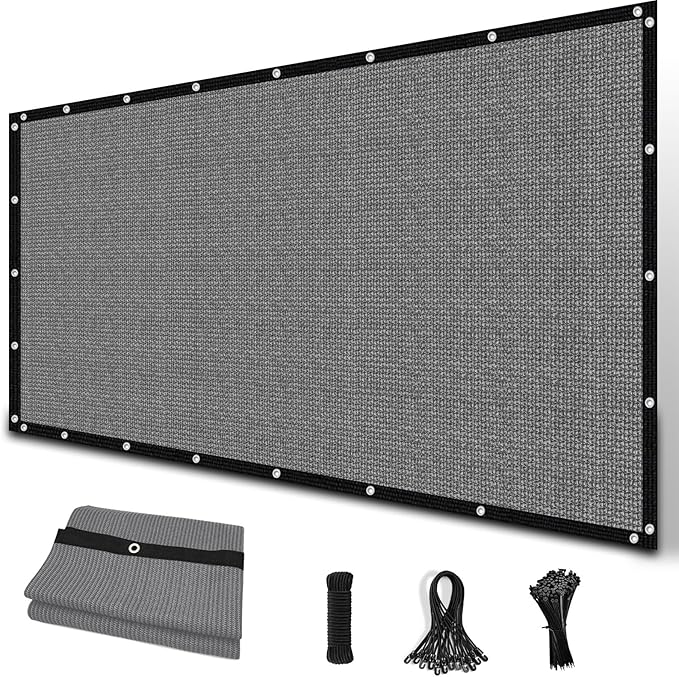 Amagenix 90% Sun Shade Cloth with Grommets, 6' x 12' Pergola Replacement Shade Cover Canopy Privacy Screen for Outdoor Patio Garden, Gray (We Customized)