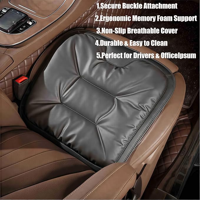 2026 New Skin-Friendly & Dirt-Repellent Leather Seat Cushions, Ergonomic Memory Foam Lumbar Support, Non-Slip Breathable Cover, Removable Washable, Ideal for Drivers & Office Long Sitting (red)