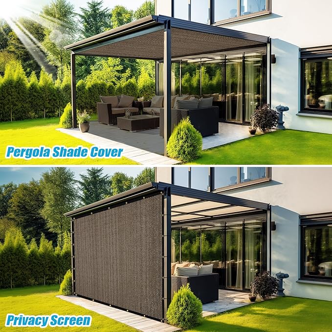 Amagenix 90% Shade Fabric 13'X 24' Mocha Sun Shade Cloth with Grommets for Pergola Replacement Shade Cover Canopy, Heavy Duty, Cable Zip Ties Included (We Customized)