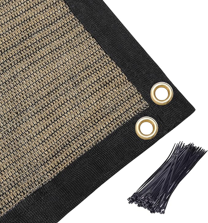 Amagenix 90% Shade Fabric 16'X 18' Mocha Sun Shade Cloth with Grommets for Pergola Replacement Shade Cover Canopy, Heavy Duty, Cable Zip Ties Included (We Customized)
