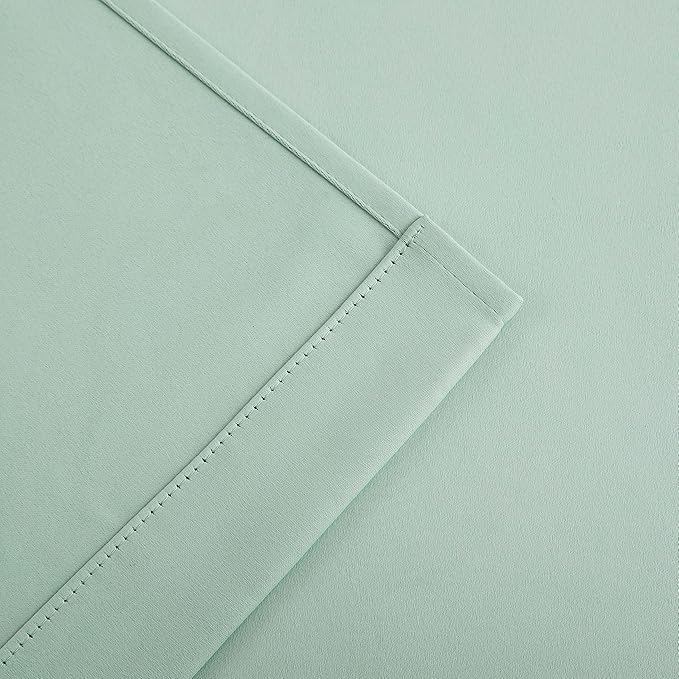 Bujasso Aqua 80% Blackout Curtains with Sheer Overlay Mix and Match Double Layer Thermal Insulated Window Panels 84 inch for Living Room Bedroom Mint Green Drapes with Tiebacks Grommet Top 37"Wx84"Lx2
