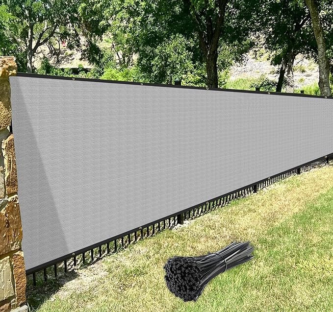 Windscreen4less Privacy Fence Screen Heavy Duty Windscreen Fencing Mesh Fabric Shade Net Cover for Outdoor Wall Garden Yard Pool Deck, 8'x204' Light Gray