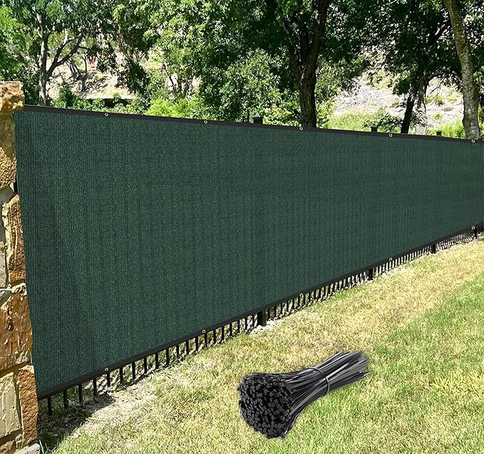 Windscreen4less Privacy Fence Screen Heavy Duty Windscreen Fencing Mesh Fabric Shade Net Cover with Brass Grommtes for Outdoor Wall Garden Yard Pool Deck, 8'x81' Green